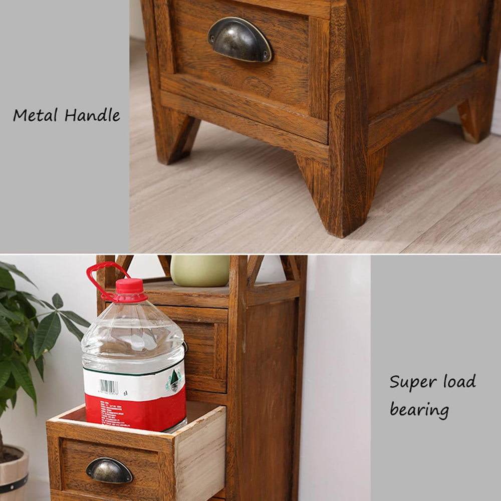 Vintage Bedside Table with Open Shelf and 2/3 Drawer Bedroom Nightstand Table...
