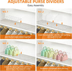 2 Pack Acrylic Handbag Organizer - 10 Adjustable Shelves for Closet & Cabinet, Clear Purse Display Stand for Women, Space-Saving Storage for Purses, Wallets & Accessories