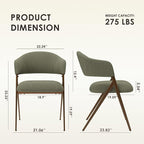 COLAMY Dining Chairs Set of 2, Mid Century Modern Dining Room Kitchen Dinner Chairs with Iron Legs, Open Back and Padded Seat, for Living Room/Bedroom/Restaurant/Cafe, Green