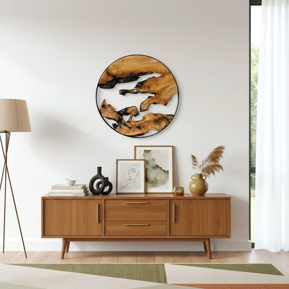 Cedar Wood Wall Decor, 16" x 16" Natural Live Edge Wall Art, Handcr...