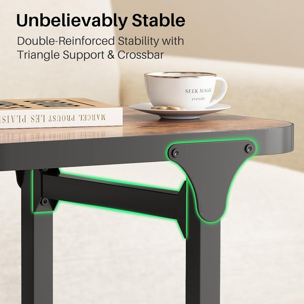 Kitstorack Ultra Stable & Durable End Table, Ajustable Height C Shaped Si...