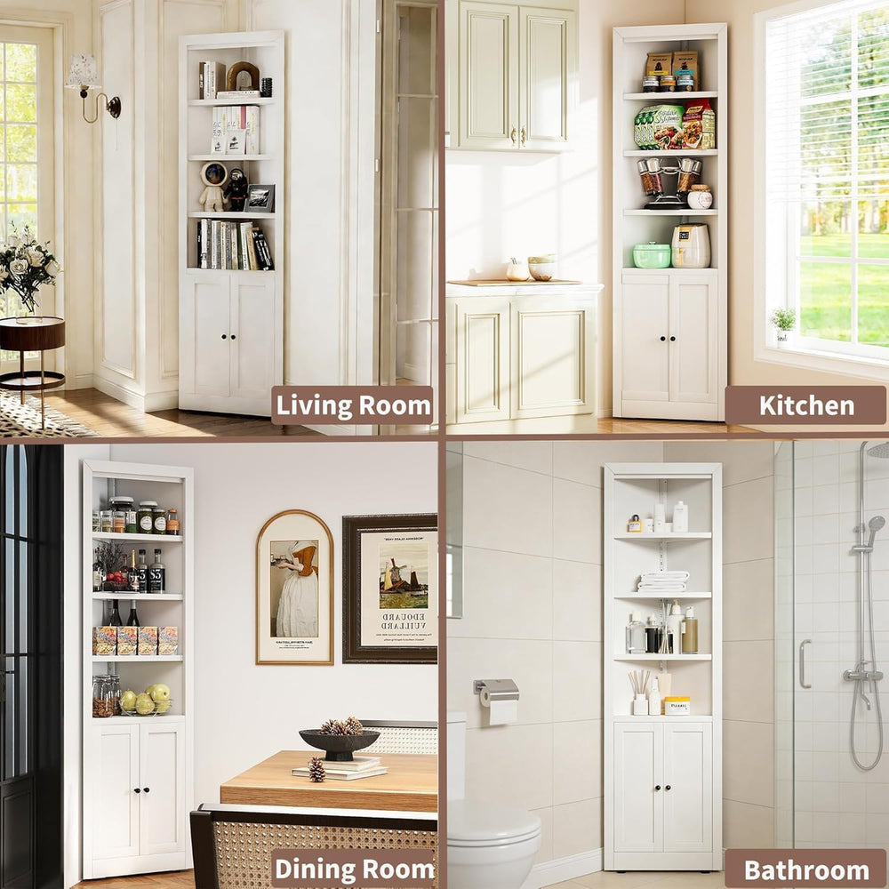 Metal Pantry Storage Cabinet with 4 Adjustable Shelves, 71" Tall Corner ...