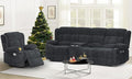 Recliner Sofa Set with Console, Flip Middle Backrest Design 3 Seater Reclining Sofa and Single Recliner Chair, Manual Couches for Living Room (Grey, 3 Seat+Console+1)