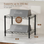 Small 2 Tier Shelves Storage Wire Shelving Unit Metal Shelf Adjustable Organizers Storage Shelving with Wheels for Bathroom Laundry Room Kitchen Pantry12”D x 18”W x 12.2”H Black