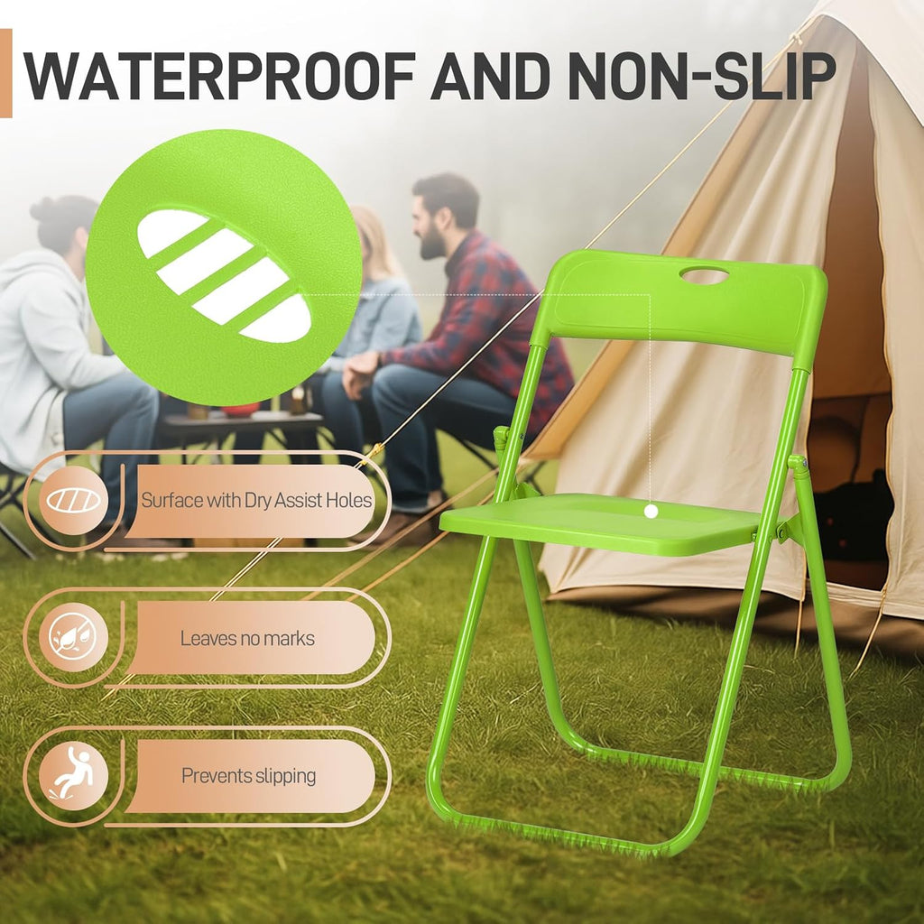 Karl home 4 PCS Plastic Folding Chair, Lightweight Foldable Chair, Green | 300LBS Capacity, Reinforced Metal Frame, for Events Office Wedding Party Picnic Kitchen Dining