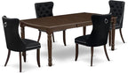 East West Furniture DODA5-MAH-24 5 Piece Dining Table Set Consists of a Rectangle Wooden Table with Butterfly Leaf and 4 Polyester Fabric Padded Chairs, 42x78 Inch, Mahogany