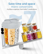 Large Pill Organizer,Supplement Organizer for 7 Different Vitamins,Pill Dispenser with Anti-Mixing Design,Easy to Retrieve Meds,Includes 20 Pcs Labels,Travel Pill Organizer(Gray)
