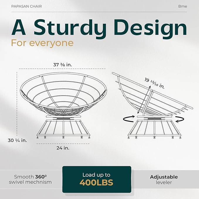 Bme 40" Ergonomic Wicker Papasan Chair