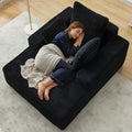 Boneless Chaise Lounge Chair, 54" Oversized Cloud Couch Sofa with Deep Seat, Plush Corduroy Reading Chair for Living Room, Bedroom, Reading Nook, Apartment, Gaming Room & Movie Nights, Black