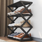 4 Tier Foldable Shoe Rack, Standing Shoe Storage Organizer with No Tool Assembly for Hallway Entryway Bedroom (Black)