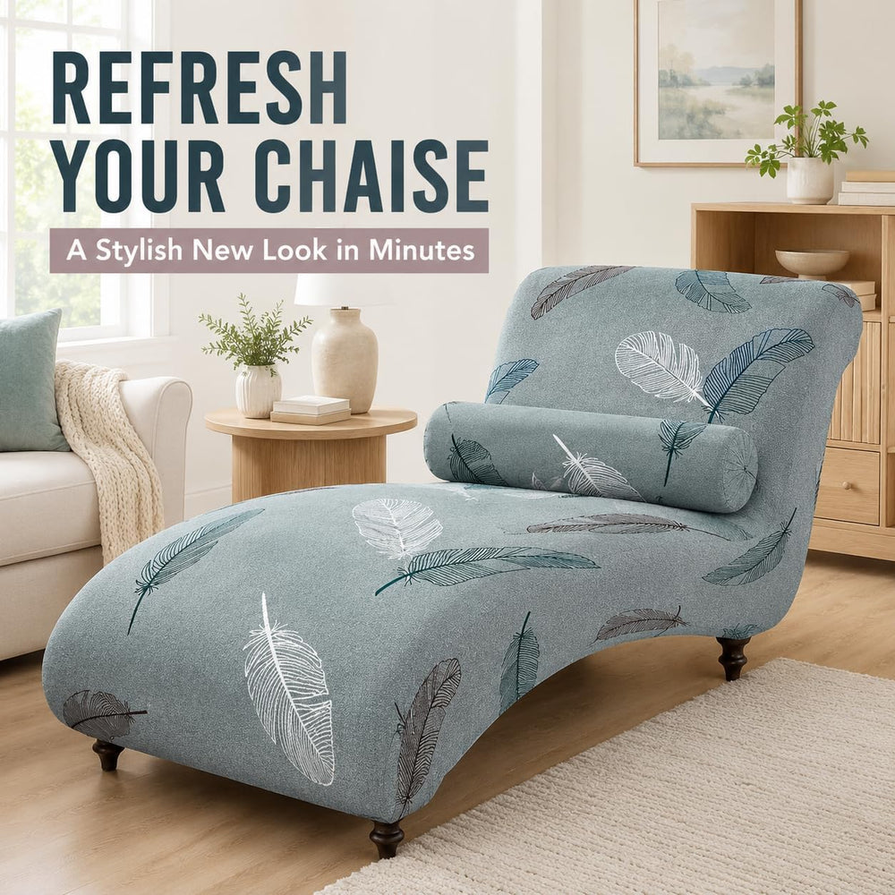 Printed Armless Chaise Lounge Indoor Slipcover Stretch Chair Covers for Livin...
