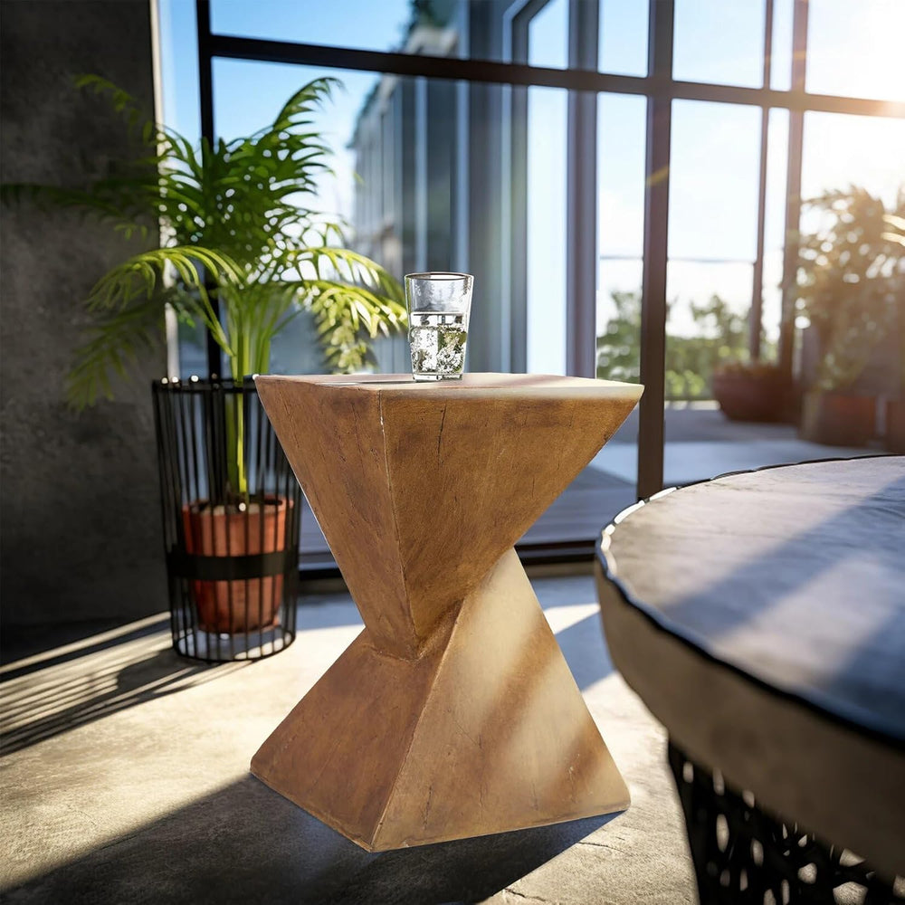 Lightweight Concrete Accent Table,Modern Geometry Side Table for Indoor and O...