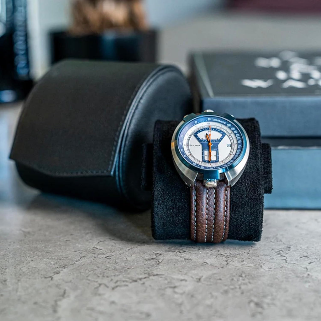 DailyWatch | Personalized Watch Roll Travel Case For 1 Watches - Handmade Genuine Leather Travel Case With Custom Engraving of Name or Initials - Black Grey