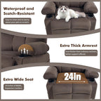 KCQ Overstuffed Swivel Rocker Recliner Chair with Massage and Heat, Fabric Heated Reclining Chairs Manual Recliner with Cup Holder, Nursery Rocking Recliner Glider Chair, Brown