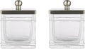 Glass Cotton Jar Holder 2 Pack– Satin Nickel Lid, Elegant Bathroom Storage Canister for Qtips, Cotton Balls, Floss, Makeup Organizer, Vanity & Bathroom Organization