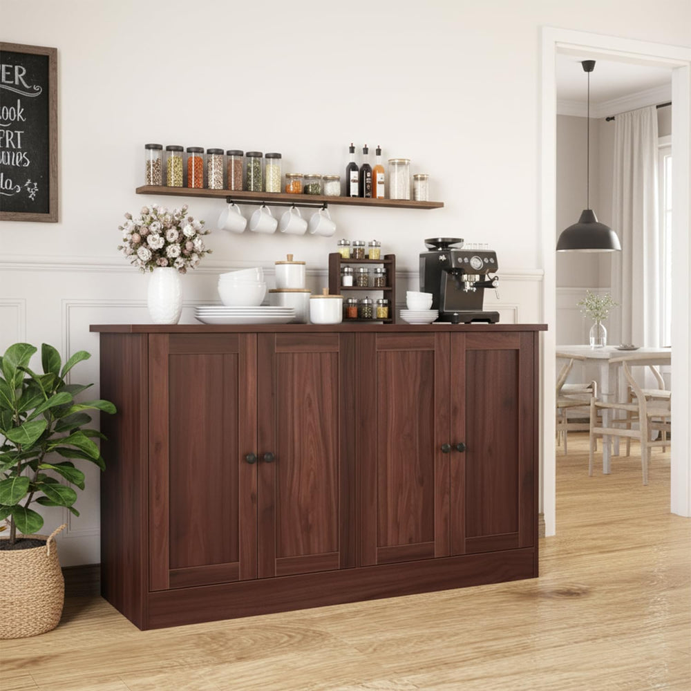 holzart Rustic Brown Buffet Cabinet with Storage, 49" Farmhouse Kitchen ...