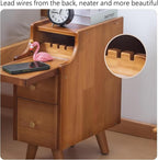 Narrow Nightstand, Slim Nightstand, Solid Wood Night Stand, Narrow Side Table for Living Room, Small Spaces, Couch, Walnut Color 9.84in Wide