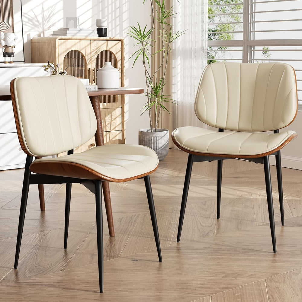 Dining Chairs Set of 2, Mid Century Modern Dining Room Chairs, Upholstered Fa...