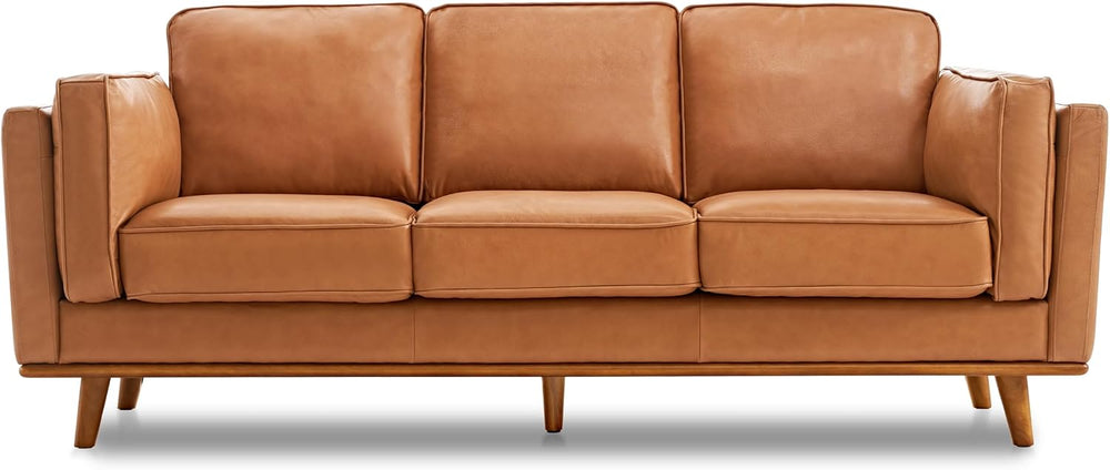 Valencia Artisan Full Leather Sofa 88” - Pure Full Italian Nappa Leather Couc...