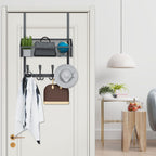 Over The Door Hooks Organizer, Coat Rack Over The Door Storage Hanger Towel Rack, Back of Door Storage Organizer for Bathroom,Bedroom,Kitchen,Office (Black 2-Tier)
