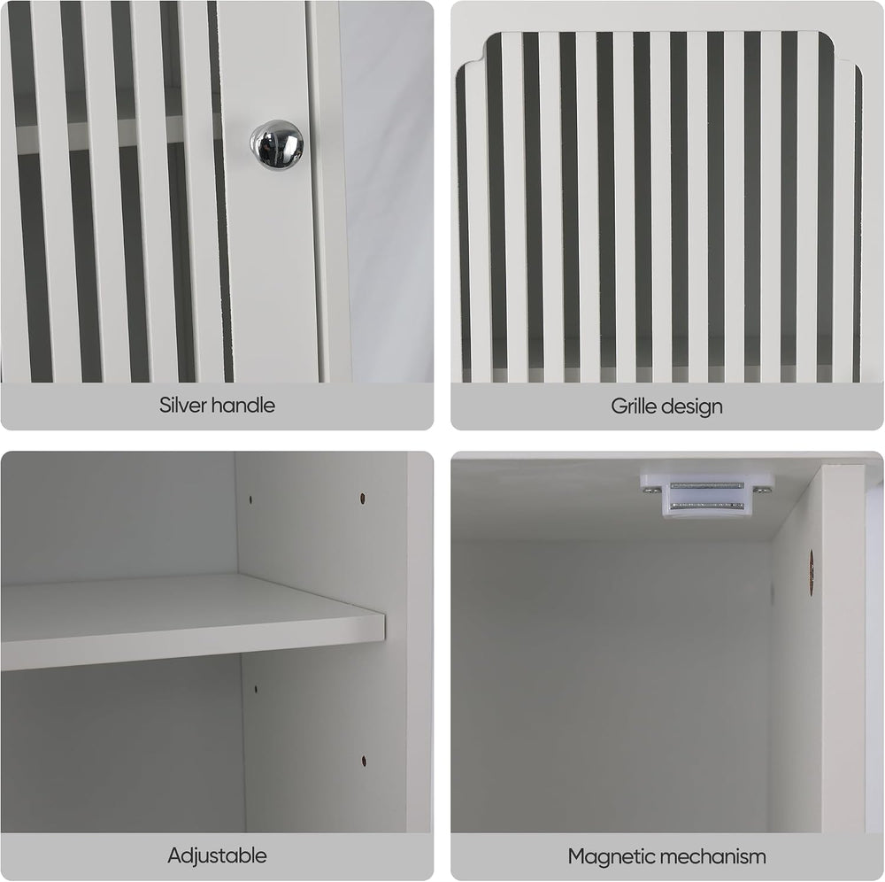 64" Tall Bathroom Cabinet, White Floor Standing Storage | Narrow unit wi...