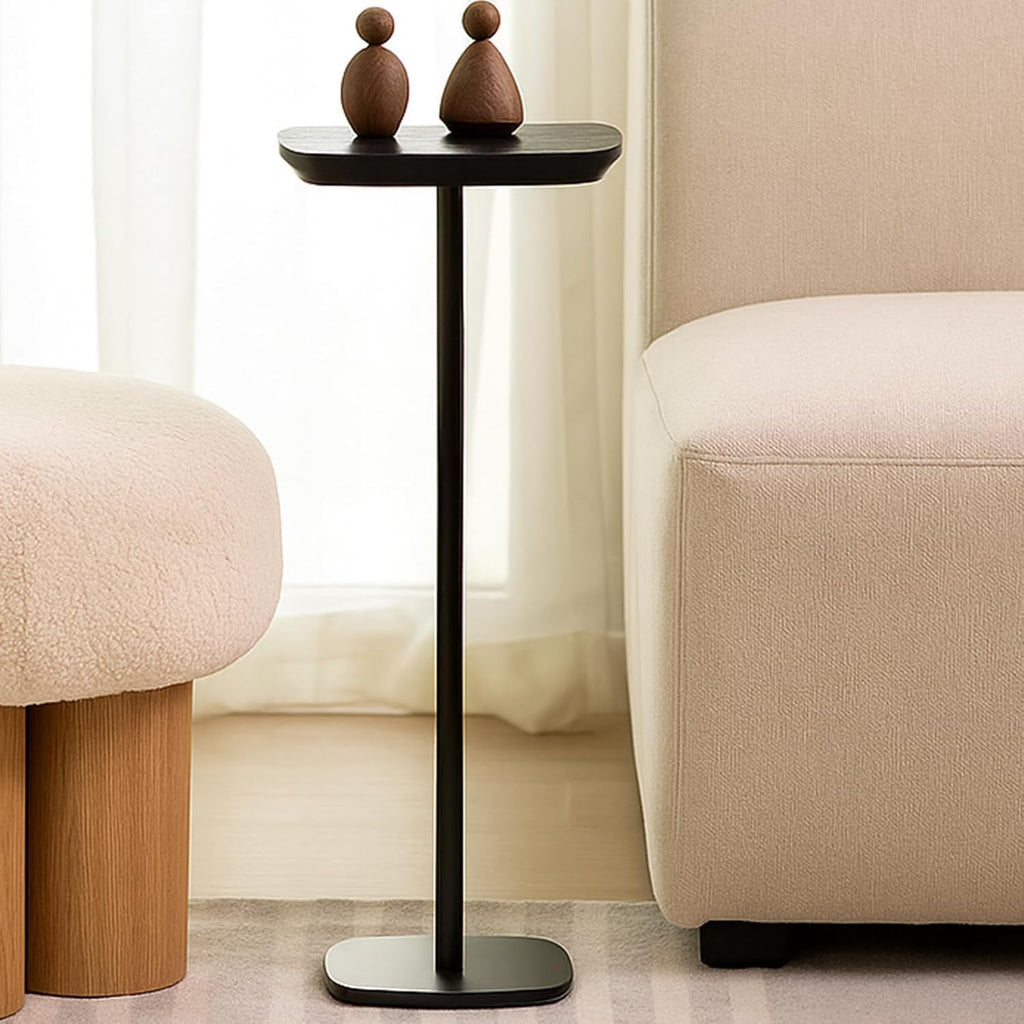 Small Pedestal Side Table Modern Compact Sofa Bedroom Drink Table Black | Compact pedestal for small spaces. Black fits sofas bedrooms. Sturdy holds drinks snacks. Light easy-move indoor side table
