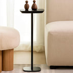 Small Pedestal Side Table Modern Compact Sofa Bedroom Drink Table Black | Compact pedestal for small spaces. Black fits sofas bedrooms. Sturdy holds drinks snacks. Light easy-move indoor side table