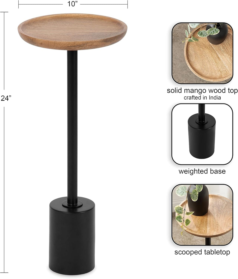 Kate and Laurel Xyler Modern Metal and Wood Round Drink Table | 10 x 10 x 24,...