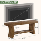 63" Solid Wood TV Stand for 55/60/65/75" TVs, Farmhouse TV Console, Low Entertainment Center with Storage for Living Room, Bedroom (Dark Brown)