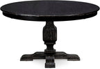 F53-11-TP - Wood Dining Table with Acacia Wood Round Tabletop, Sand Blasted Black Finish