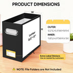 BALEINE File Organizer Box, Cardboard File Folder Organizer with Handle for Letter Size, Portable Collapsible Hanging Filing Box for Home Office Document Storage (4 Pack, Black)