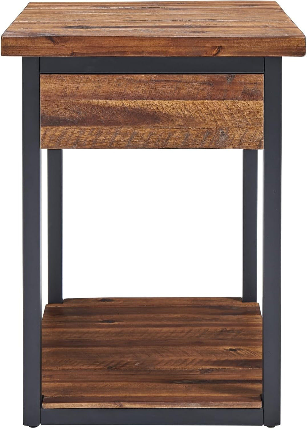 Claremont Rustic Solid Wood End Table with Drawer and Shelf – Farmhouse Accen...