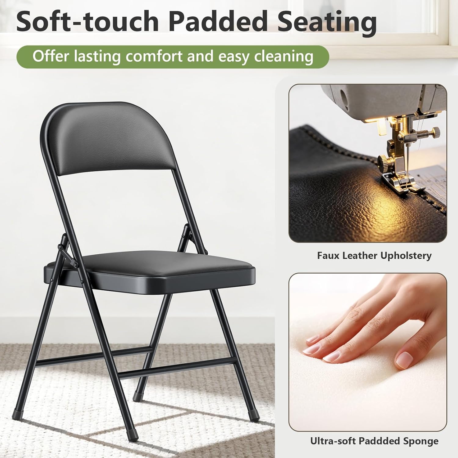 Folding Table and Chairs Set for 4, 5 Piece Card Table Set with 36" Square Foldable Table & 4 Padded Folding Chairs, Portable Indoor Outdoor Dining Table Set for Picnic, Camping, RV, Game Night, Patio