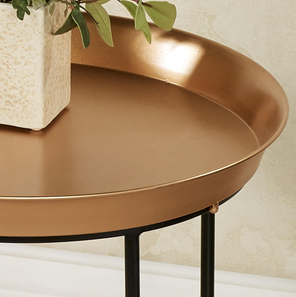 Macayle Round Metal Accent Tables with Wire Storage Baskets Set of Two