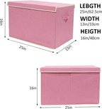 popoly Large Toy Box Chest Storage with Flip-Top Lid, Collapsible Kids Toy Storage Bin Boxes Container for Boys, Girls, Nursery, Playroom, 25"x13" x16" (Linen Pink)