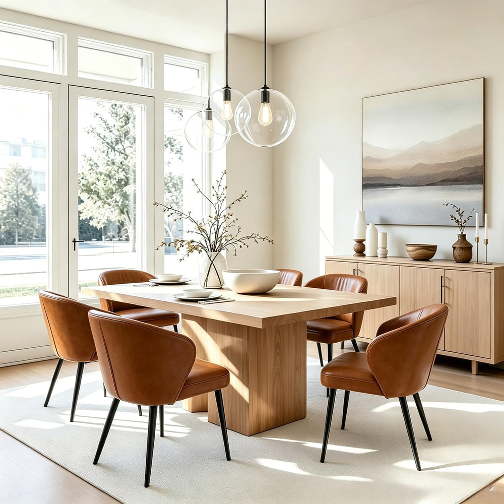 Brown Dining Chairs Set of 6, Modern Dining Chairs with Cushion Seat and Stur...
