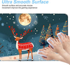 Christmas Reindeer Mouse Pad– Large Extended Desk Mat with Holiday Winter Snow Scene, Non-Slip Base Keyboard Pad for Home Office, Gaming, Workstation,31.5 x 11.8 in