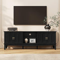 ARTPOWER 67“ Mid-Century Modern TV Stand for TVs up to 75”,Entertainment Center with Door Cabinets and Open Shelves,TV Console with Storage,Black Media Cabinet for Living Room,Bedroom