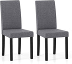 Giantex Upholstered Dining Chair Set of 2, Mid Century Modern Fabric Kitchen Chairs with Rubber Wood Legs, Thick Padded Seat, High Back, Side Armless Chairs for Living Dining Room (Dark Gray)