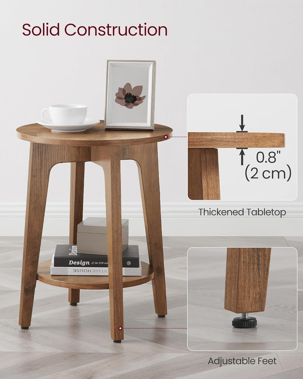 VASAGLE MAEZO Collection - Side Table, 2-Tier Small Round End Table, Nightsta...