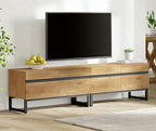 WAMPAT Modern TV Stand for TVs Up to 75 Inch, 2-in-1 Entertainment Center Media Console with Storage Cabinets, TV Console for Living Room, Oak