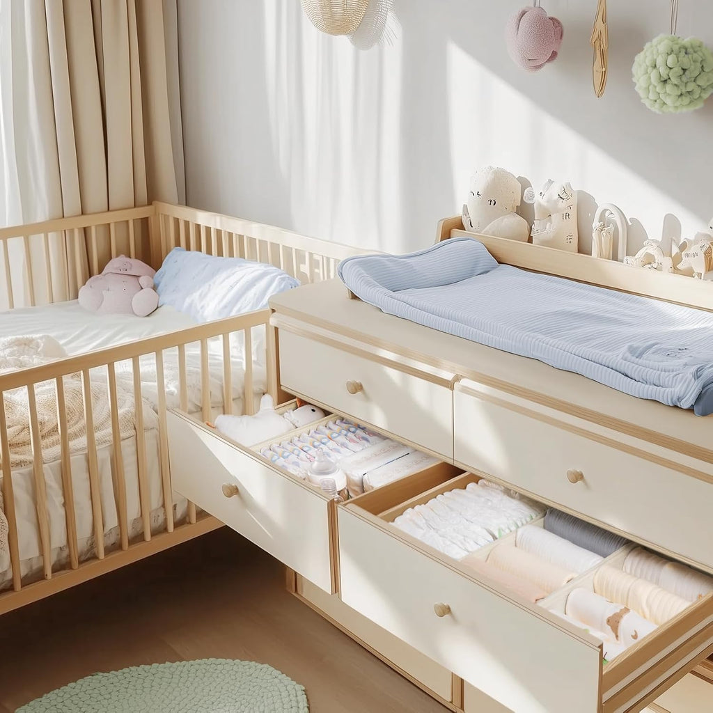 Criusia Drawer Organizer Clothes, 21 Pack Dresser Organizer for Baby Clothes, Underwear, Sock - Foldable Closet Organization and Storage Dividers Bins for Nursery, Bedroom (Beige)