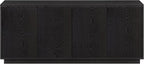 Henn&Hart Fluted TV Stand for TVs up to 65" with 2 Concealed Ribbed Storage Cabinets and Adjustable Shelves for Living Room, Family Room, or Office, Natural Black