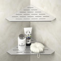 Corner Shower Shelf 10" Brushed 304 Stainless Steel Pentagonal Heavy Duty Floating Corner Sheves Slot Design Recessed Bathroom Shelf for Tiled Wall 2 Pack, No Drilling Needed