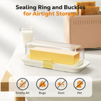 Butter Dish with Lid for Countertop and Refrigerator Door Shelf, Airtight Butter Keeper Container, Locking Butter Holder for East/West Coast Butter, BPA-free, Microwave/Dishwasher Safe