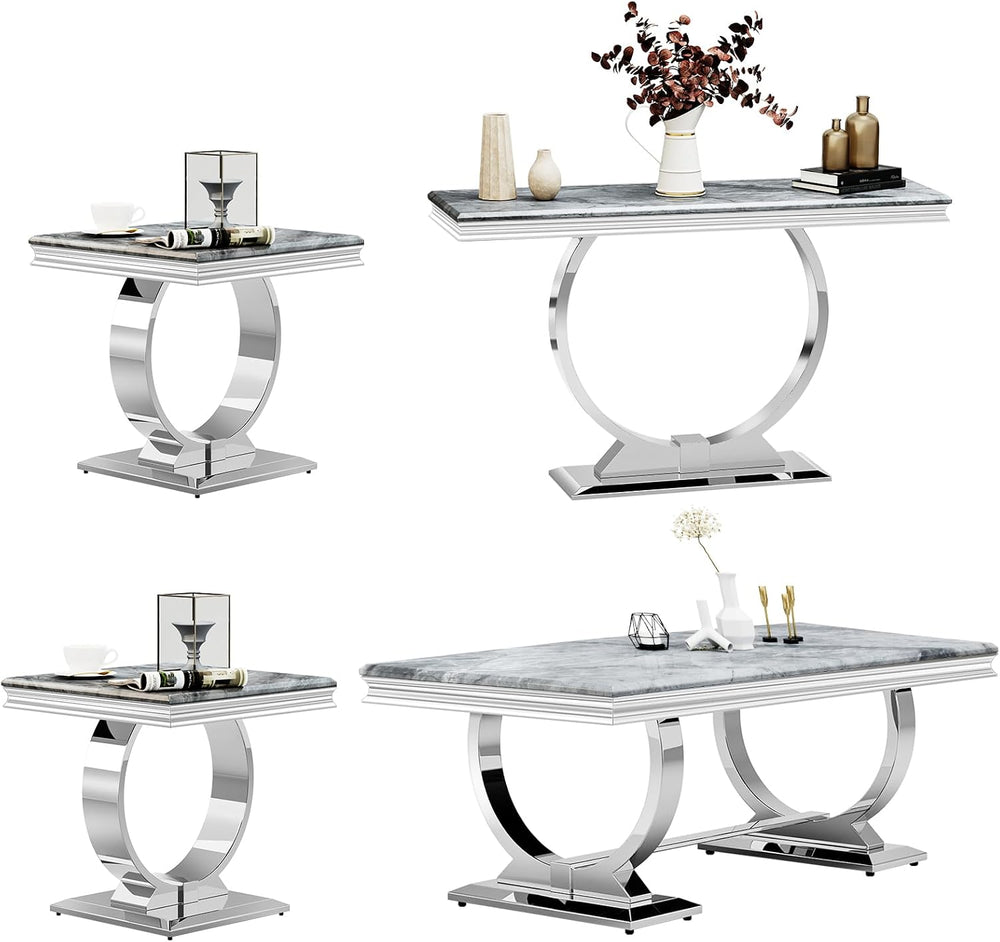 ACEDÉCOR 4 Piece Living Room Table Set, 48 inch Coffee Table Set with 2 End T...