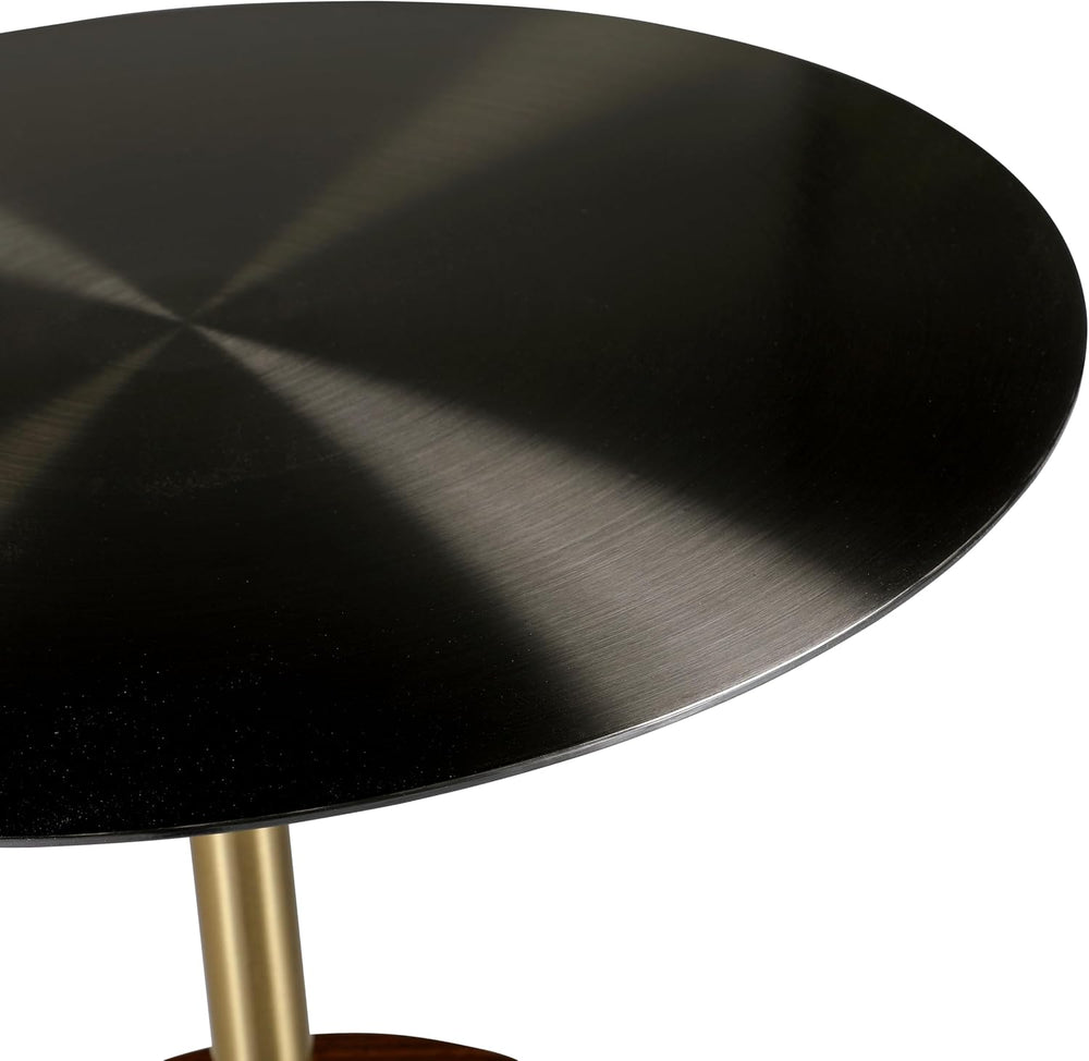 LeisureMod Round Side Table with Modern Stainless Steel Pedestal Base, Chic A...