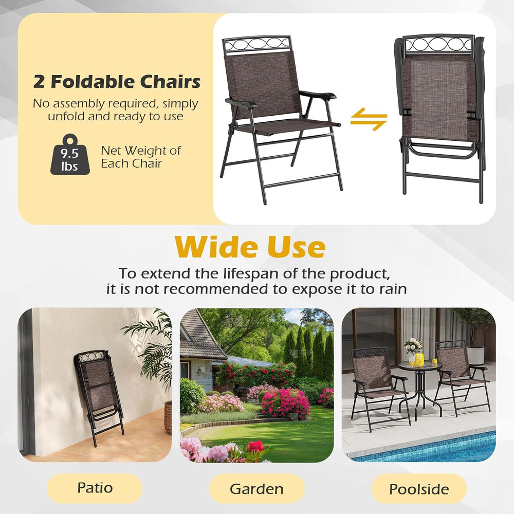Goplus Bistro Table and Chairs Set of 2, Outdoor 3 Piece Patio Bistro Set wit...
