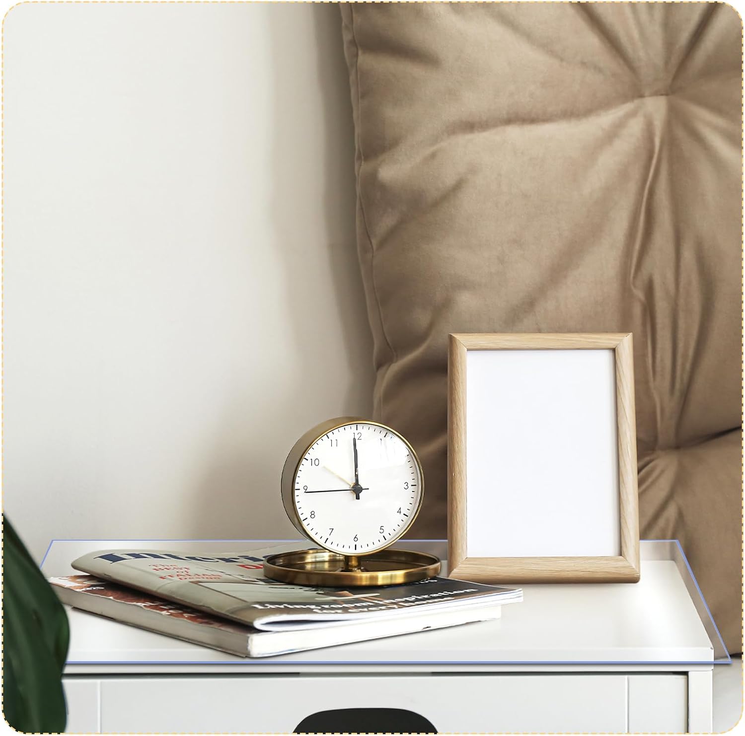 Nightstand Protector, Clear Plastic Table Cover Protector 15.8 x 23.6 Inch, 1.5mm Thick Rectangle PVC Coffee ＆Dresser Table Cover Mat, Can Be Trimmed to Fit Irregular Occasion(2 Pieces,Smooth)