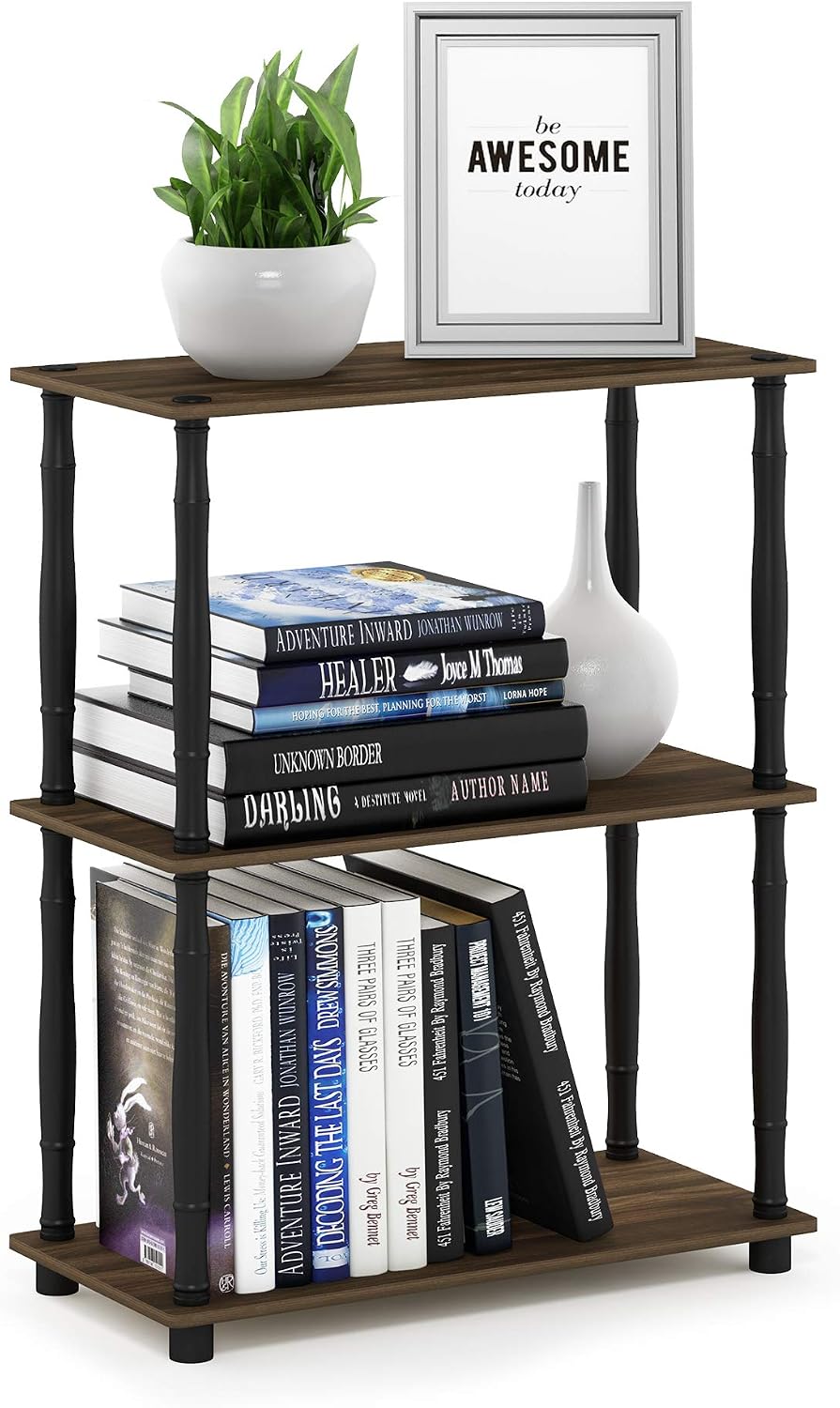 Furinno TURN-N-TUBE Storage Shelves, 3-Tier Book Shelf, Corner Shelf, Toolles...